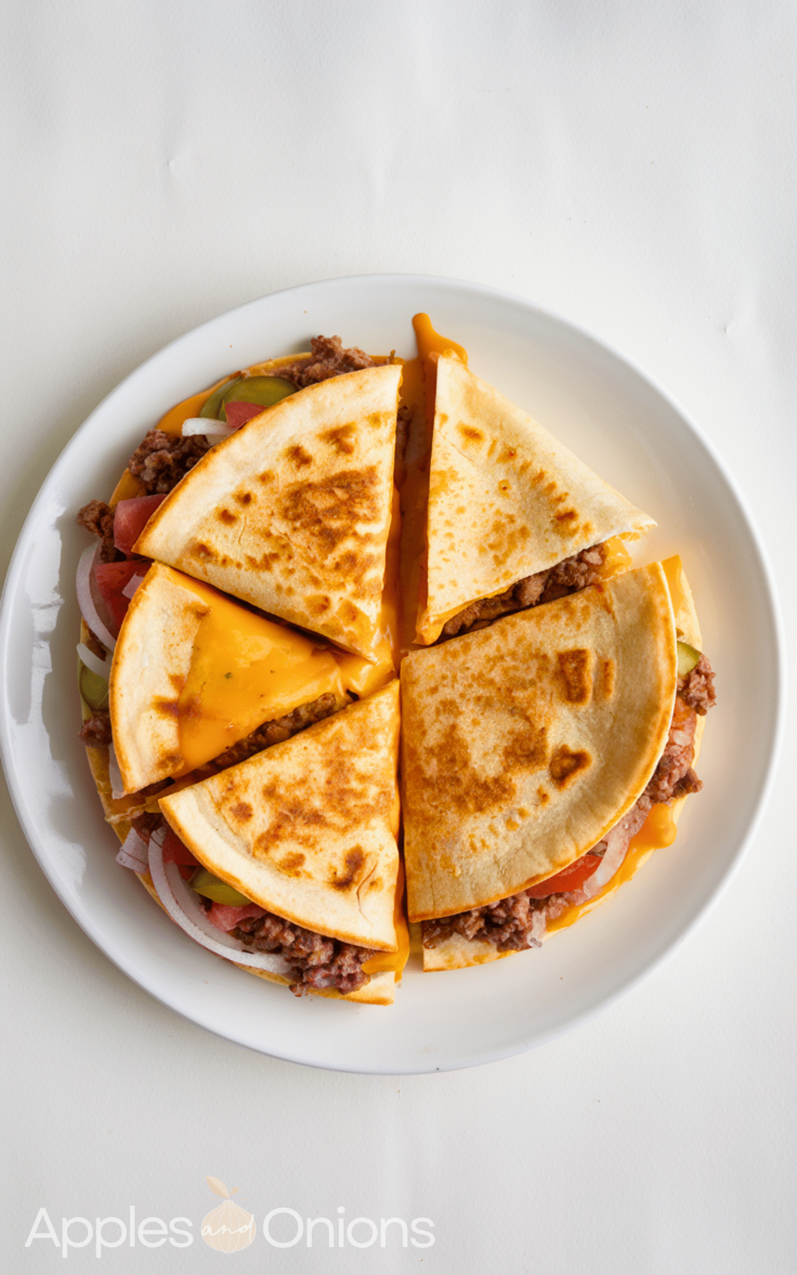 Easy blackstone cheeseburger quesadilla