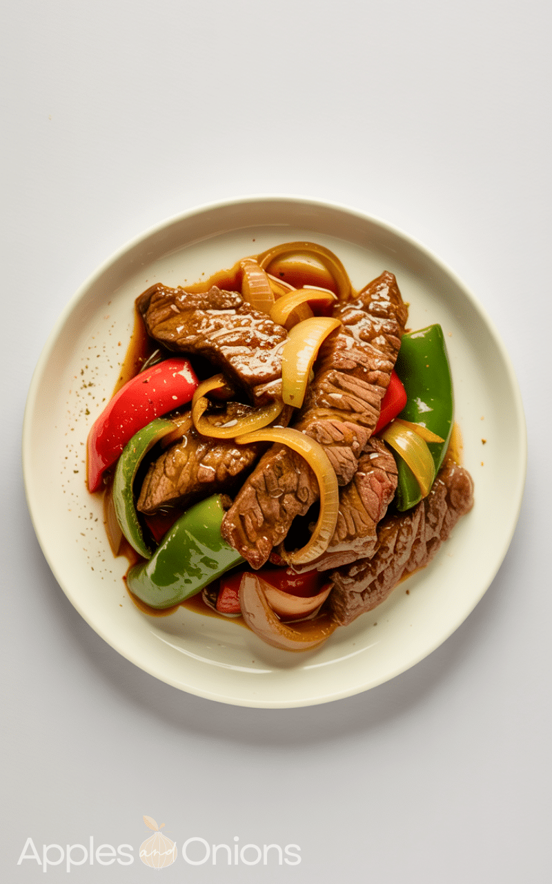 Healthy Sizzling Chinese Pepper Steak with Onions