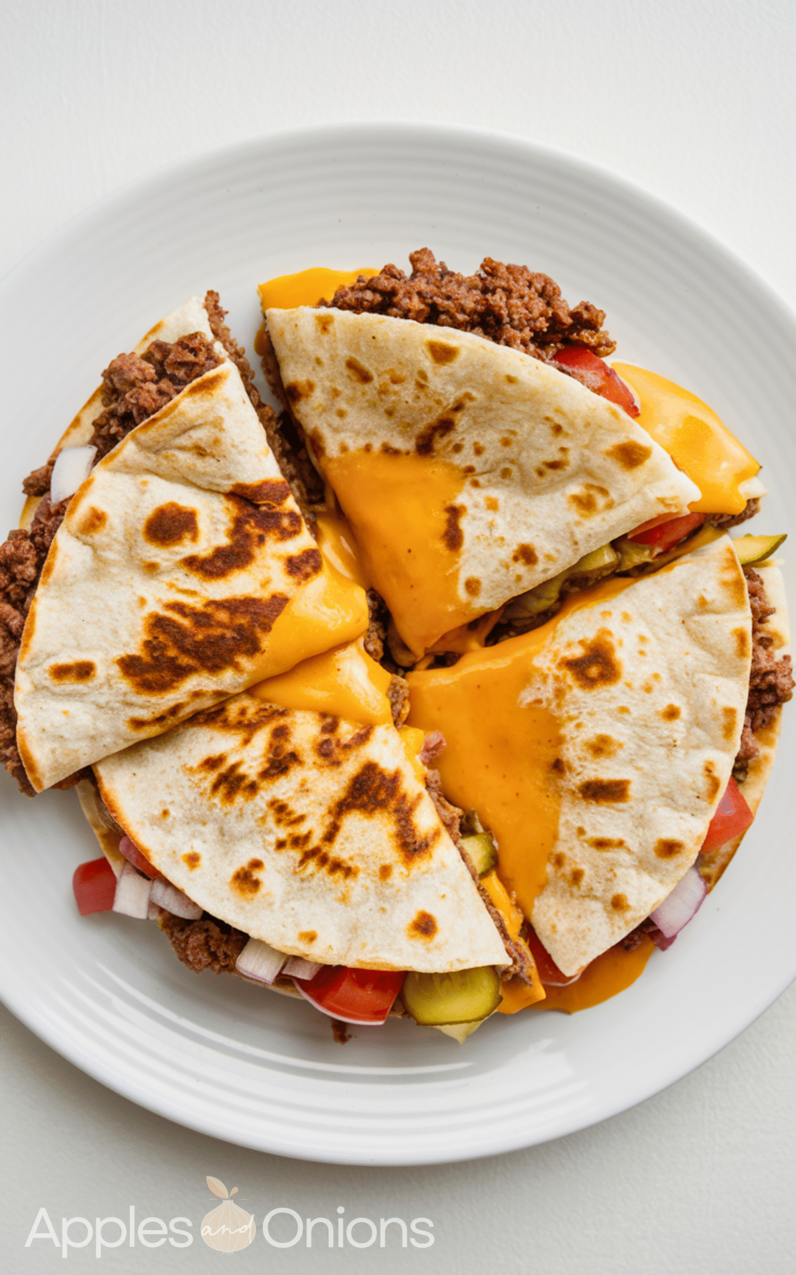 Easy blackstone cheeseburger quesadilla