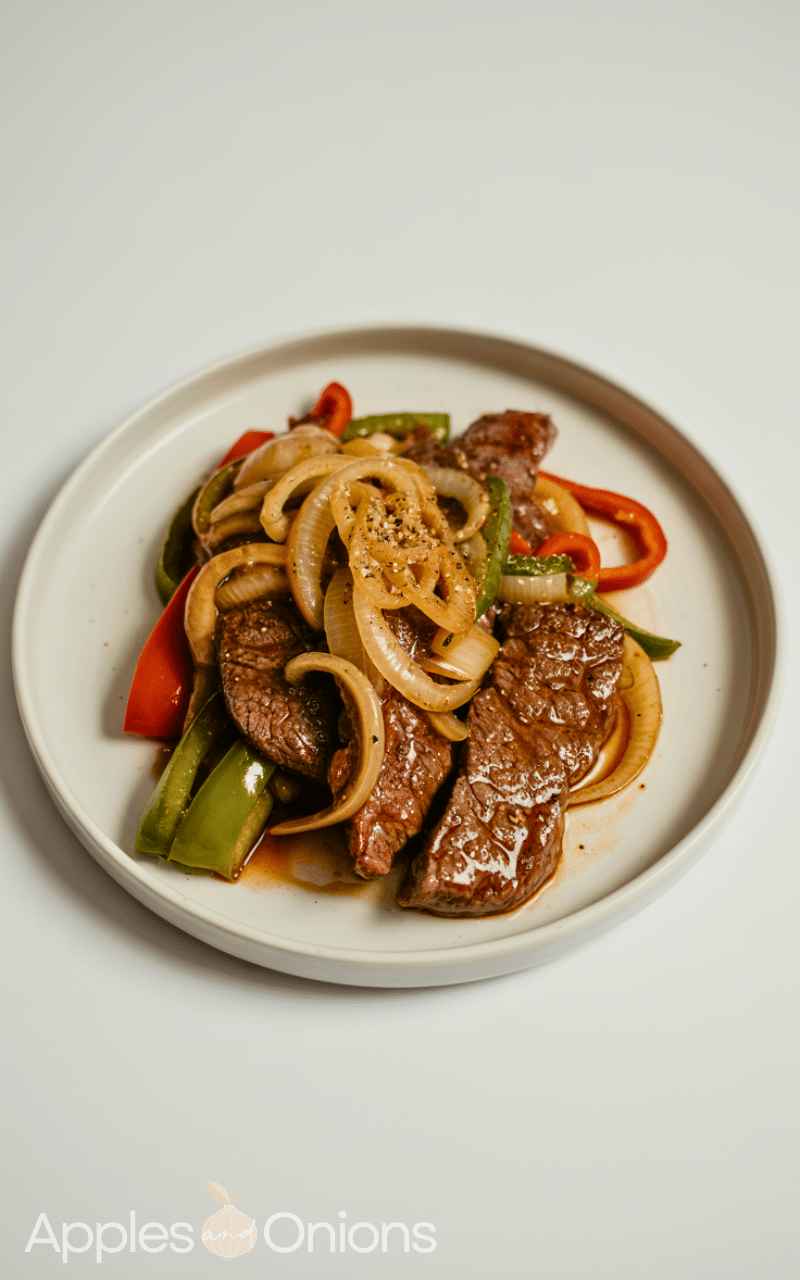 Healthy Sizzling Chinese Pepper Steak with Onions