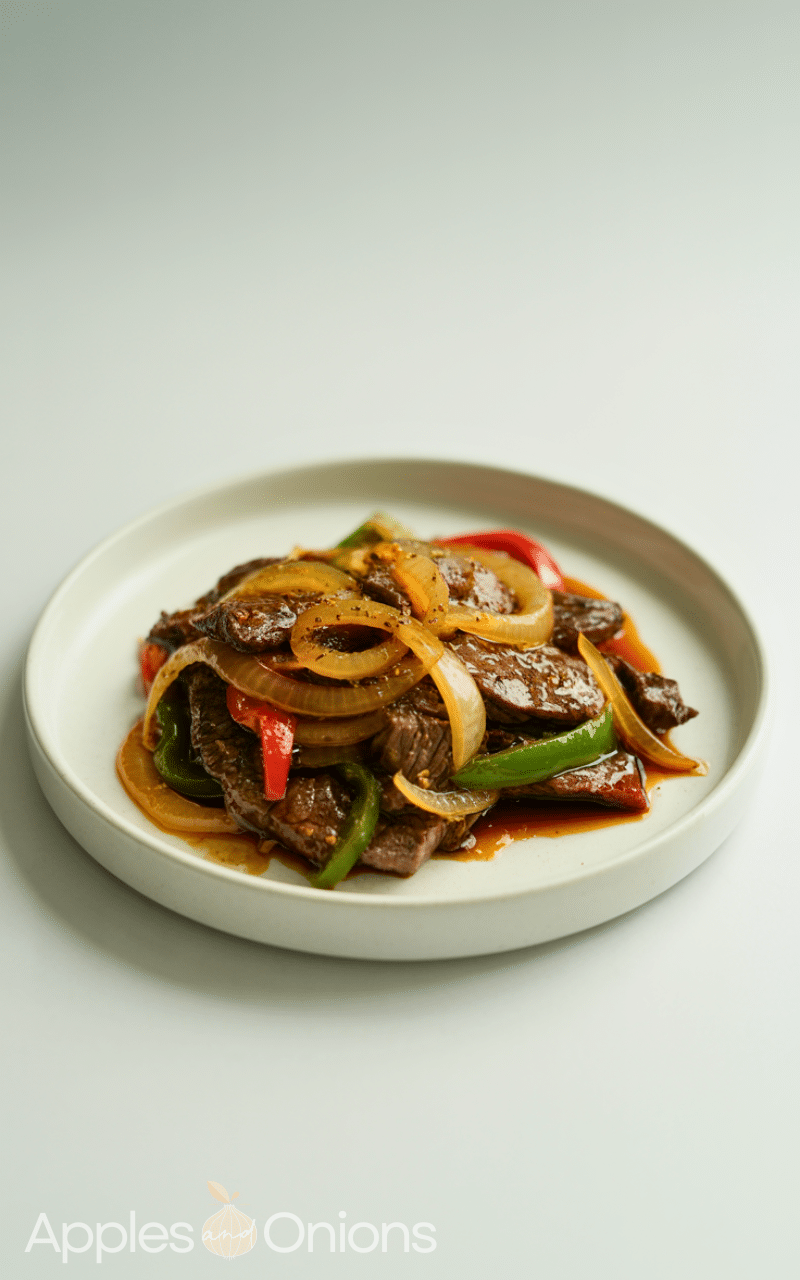 Healthy Sizzling Chinese Pepper Steak with Onions