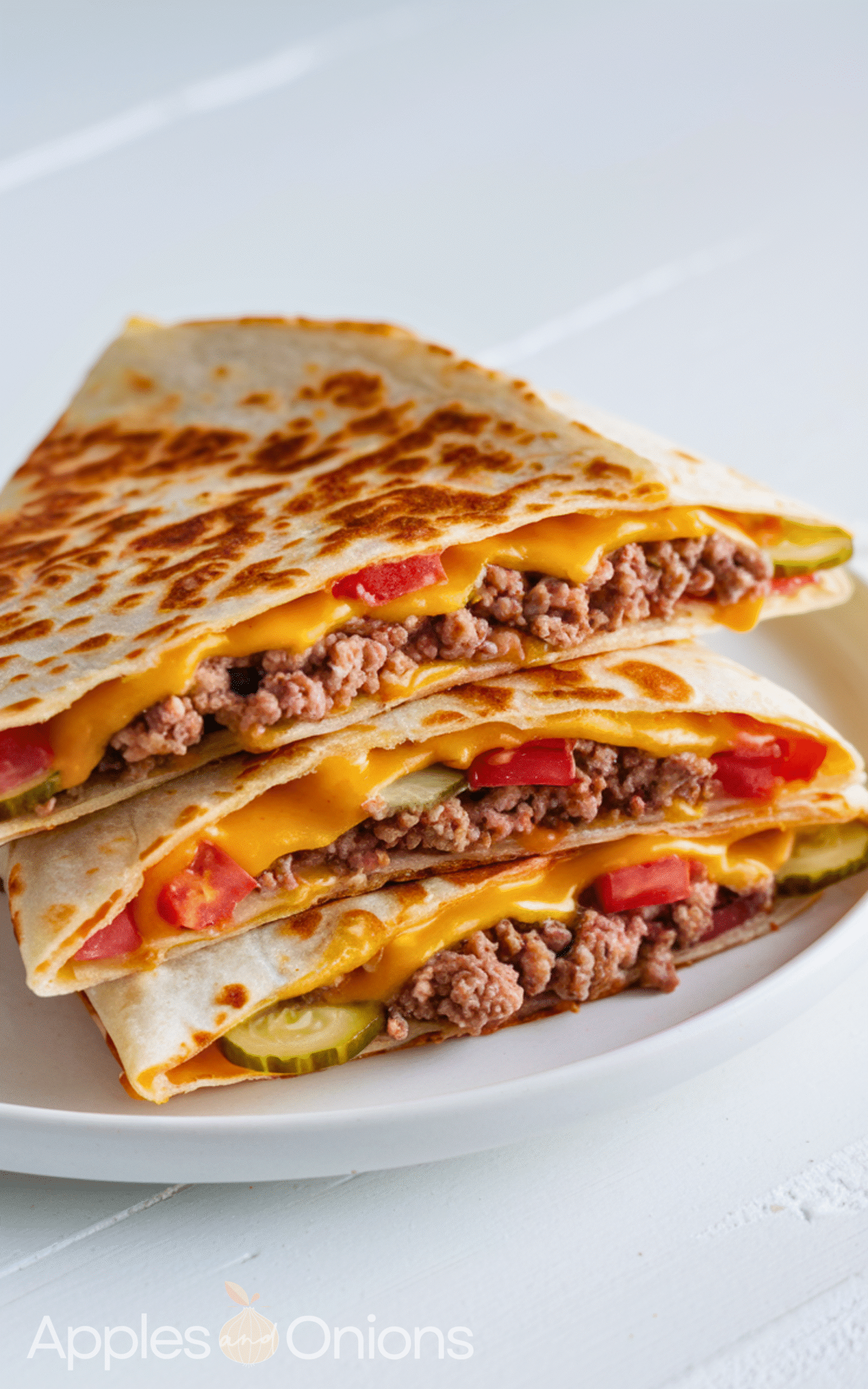 Easy blackstone cheeseburger quesadilla