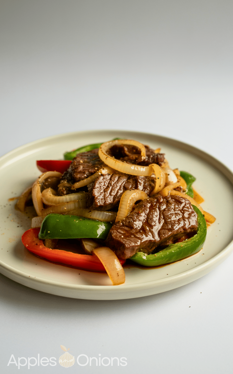 Healthy Sizzling Chinese Pepper Steak with Onions