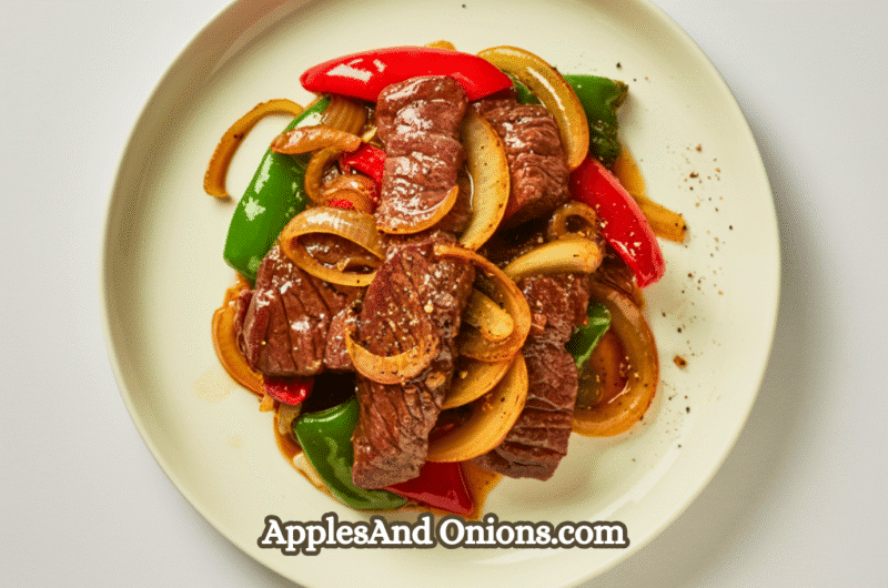 Healthy Sizzling Chinese Pepper Steak with Onions